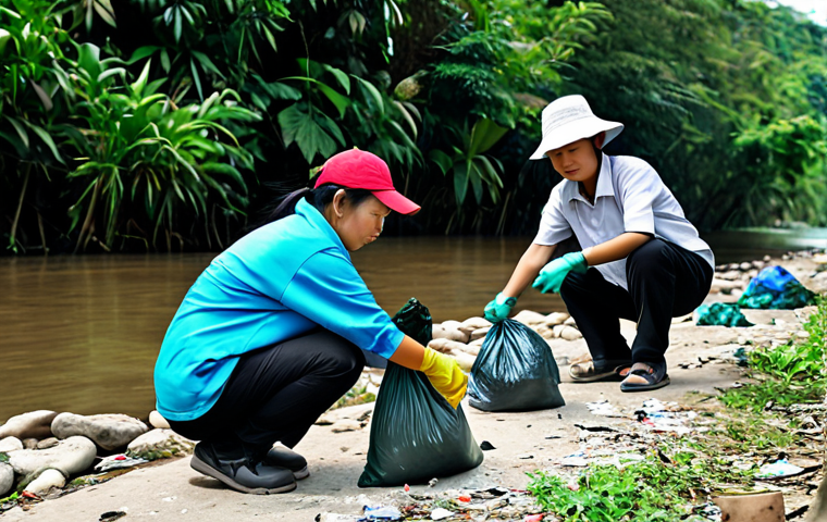 숲교육과 생태적 감수성 교육 - School children planting trees in the school compound, fully clothed in school uniform, surrounded b...