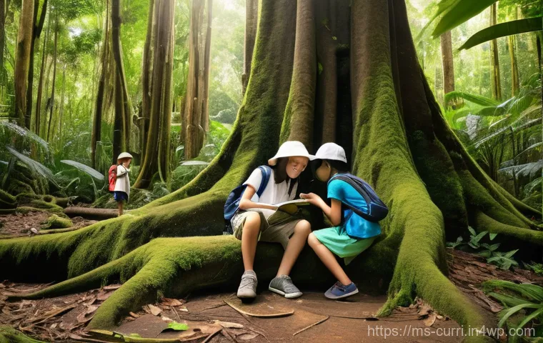 숲교육과 사회적 연대 - **Prompt 1: "Young Malaysian environmentalists exploring a lush tropical rainforest.** A diverse gro...