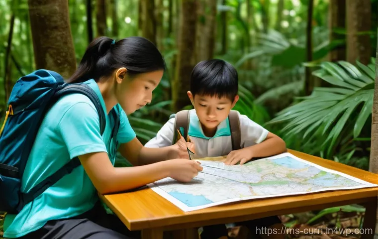 숲교육을 위한 안전 수칙 - Image Prompt 1: Family Forest Adventure Preparation**